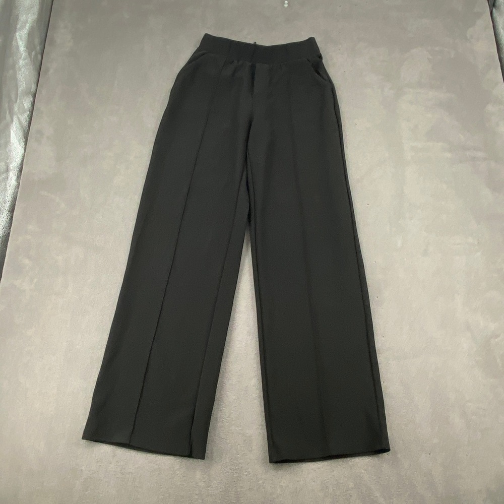 Indero Womens Wide Leg Trousers Black High Rise Elastic Waist Pants Size L/XL